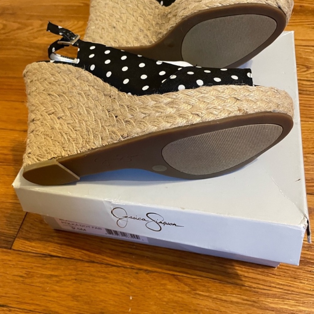 Jessica Simpson Black and White Polka Dot Wedges - Picture 5 of 5
